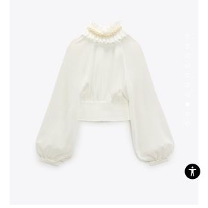 Zara pearl collar top
